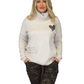 RAYSHYNE Turtleneck Ripped Hem Heart Sweater