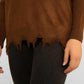 RAYSHYNE Turtleneck Ripped Hem Heart Sweater