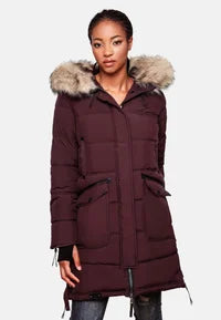 Wine Faux Fur Winter Jacket