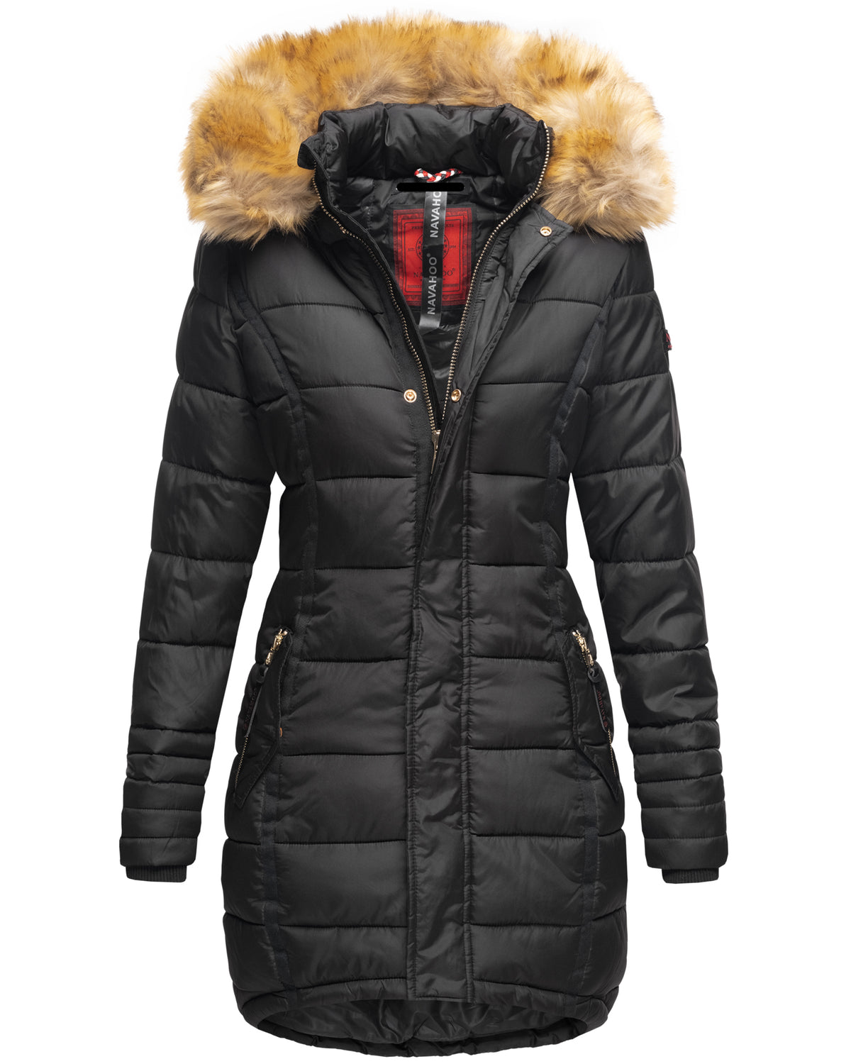 NAVAHOO Winter Quilted Coat Black PAPAYA