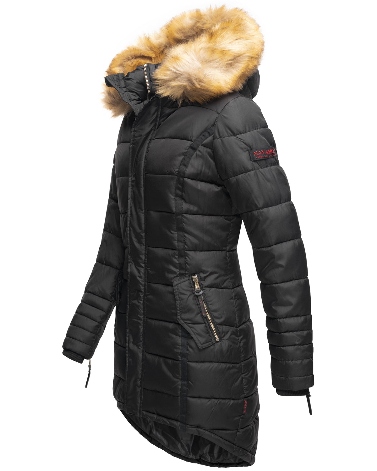 NAVAHOO Winter Quilted Coat Black PAPAYA