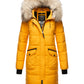 yellow quilted faux fur winter jacket 