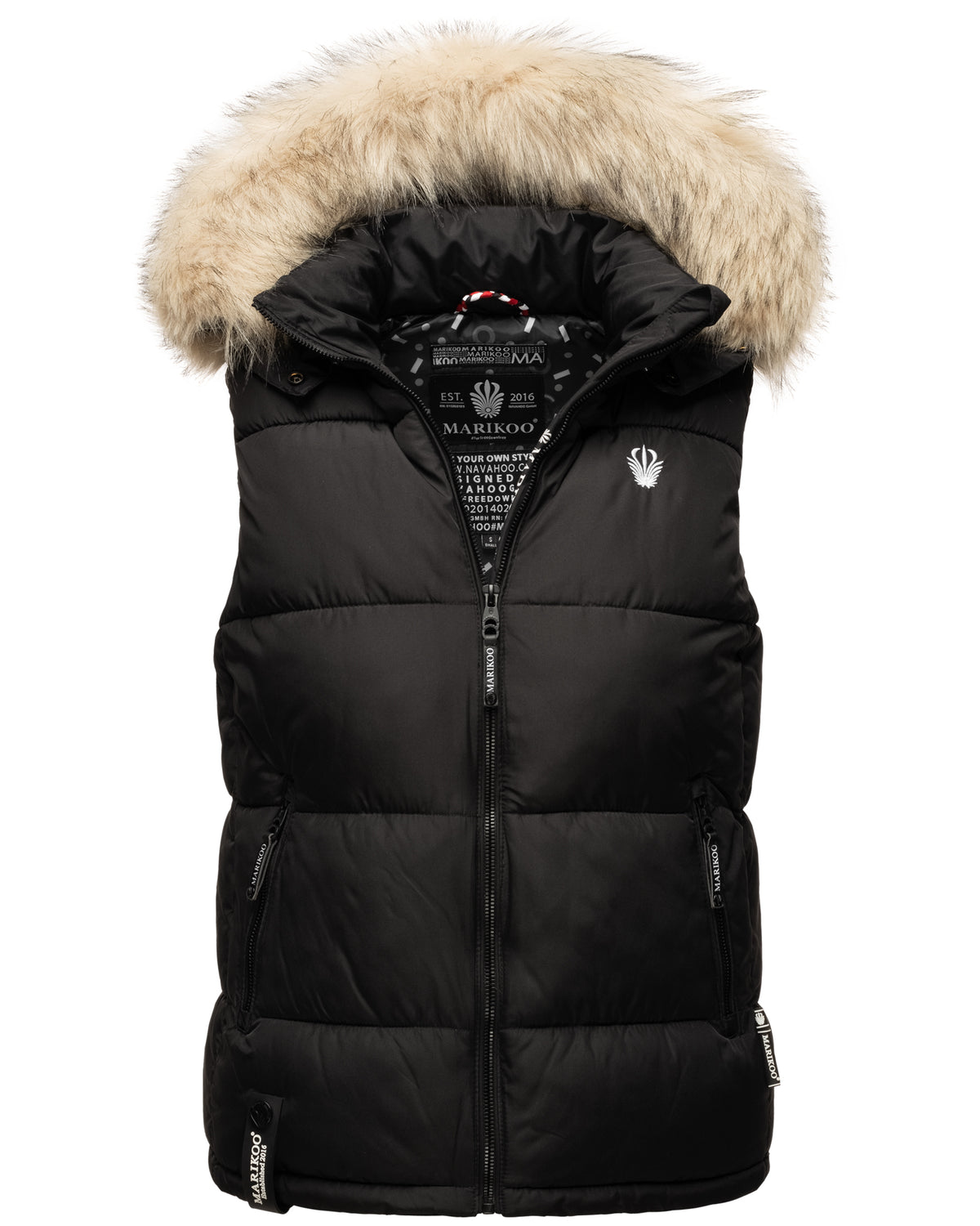 black faux fur hooded vest