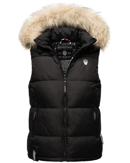 black faux fur hooded vest
