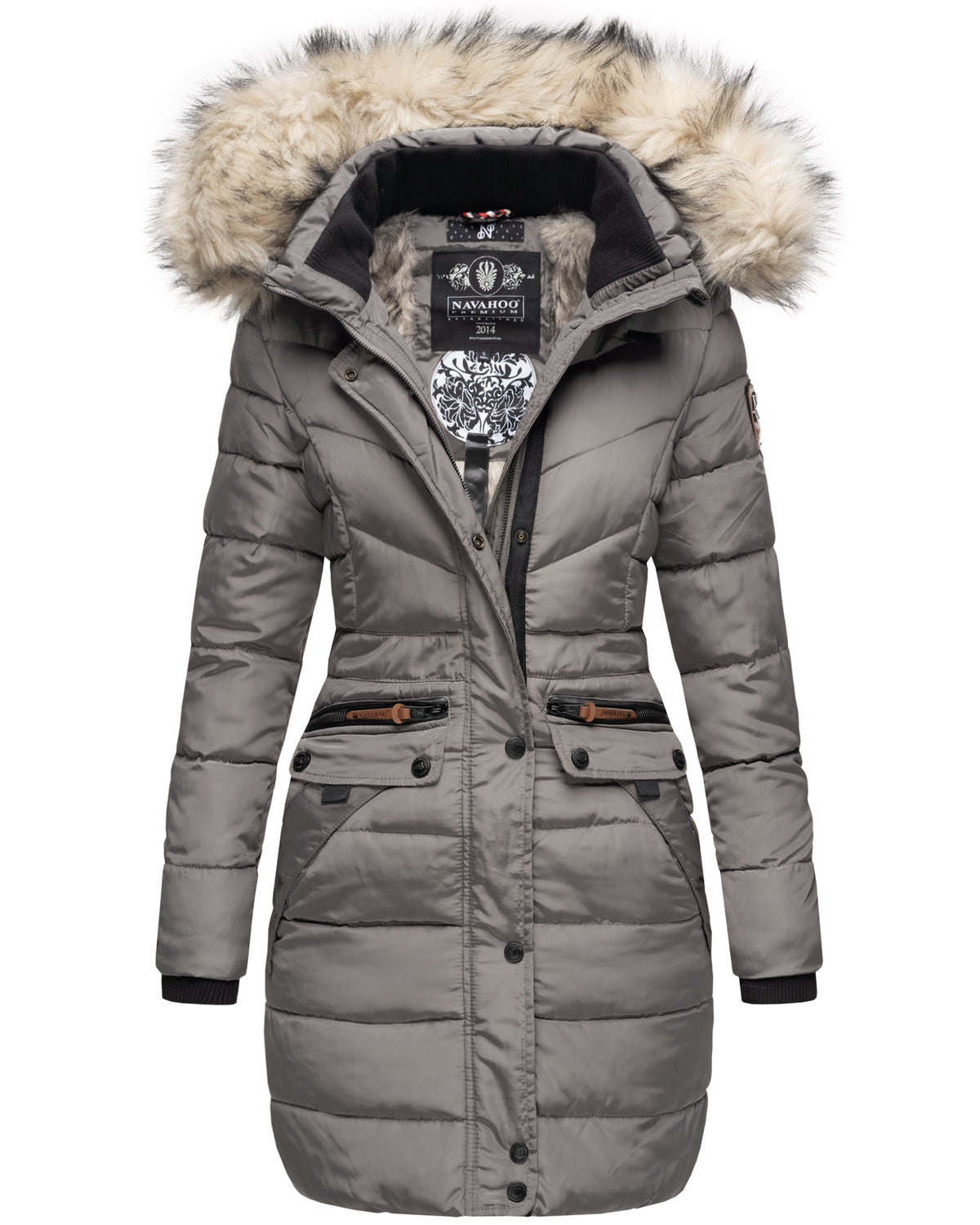 NAVAHOO Winter Quilted Jacket Grey PAULA