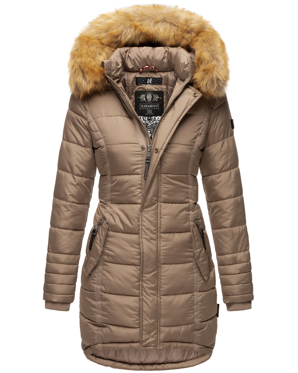 NAVAHOO Winter Quilted Coat Taupe PAPAYA