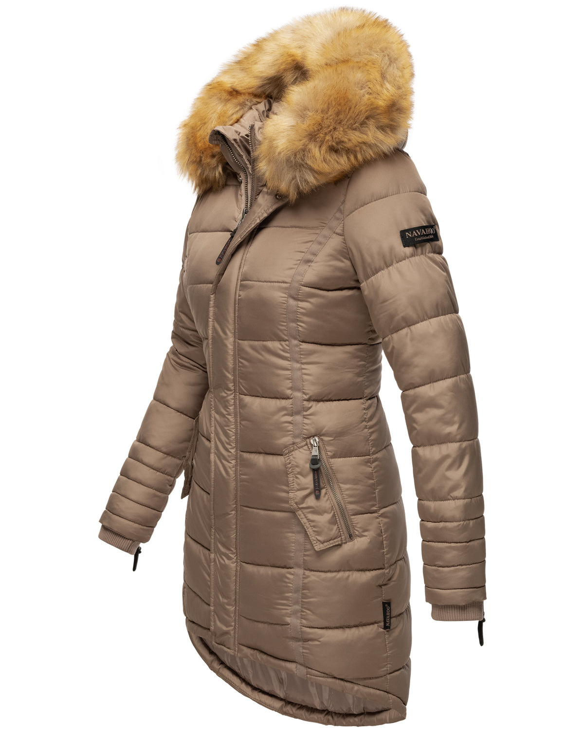 NAVAHOO Winter Quilted Coat Taupe PAPAYA