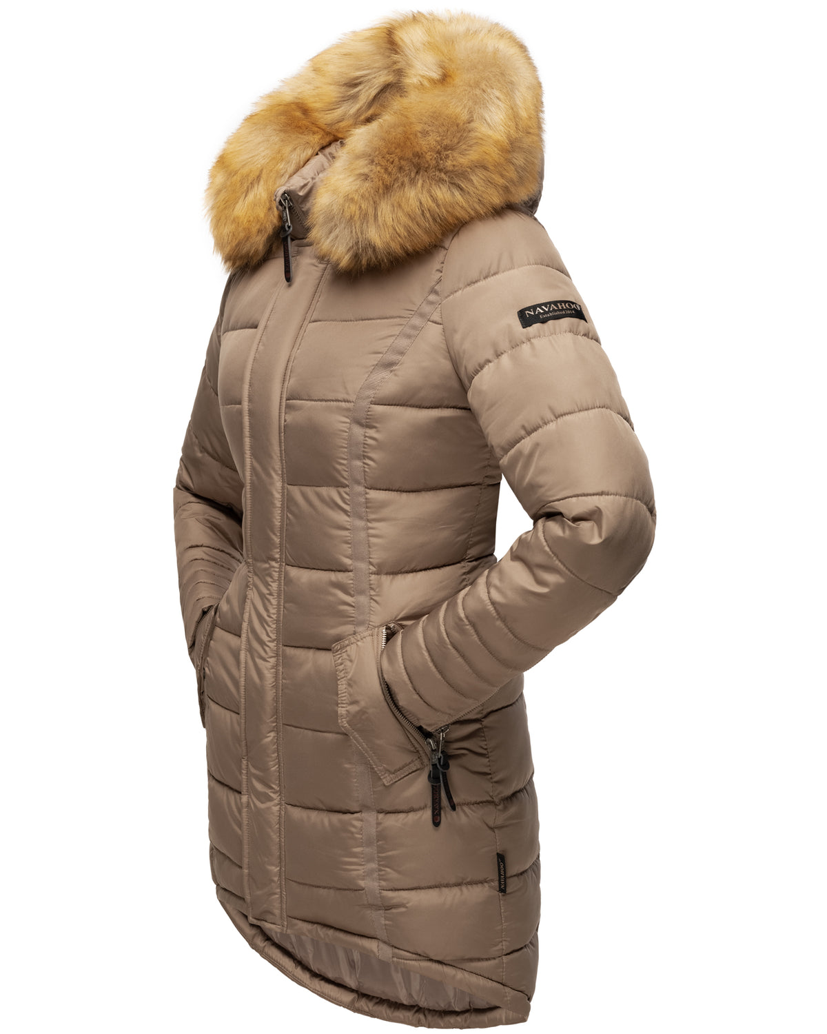 NAVAHOO Winter Quilted Coat Taupe PAPAYA