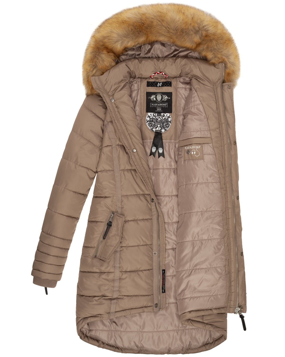 NAVAHOO Winter Quilted Coat Taupe PAPAYA