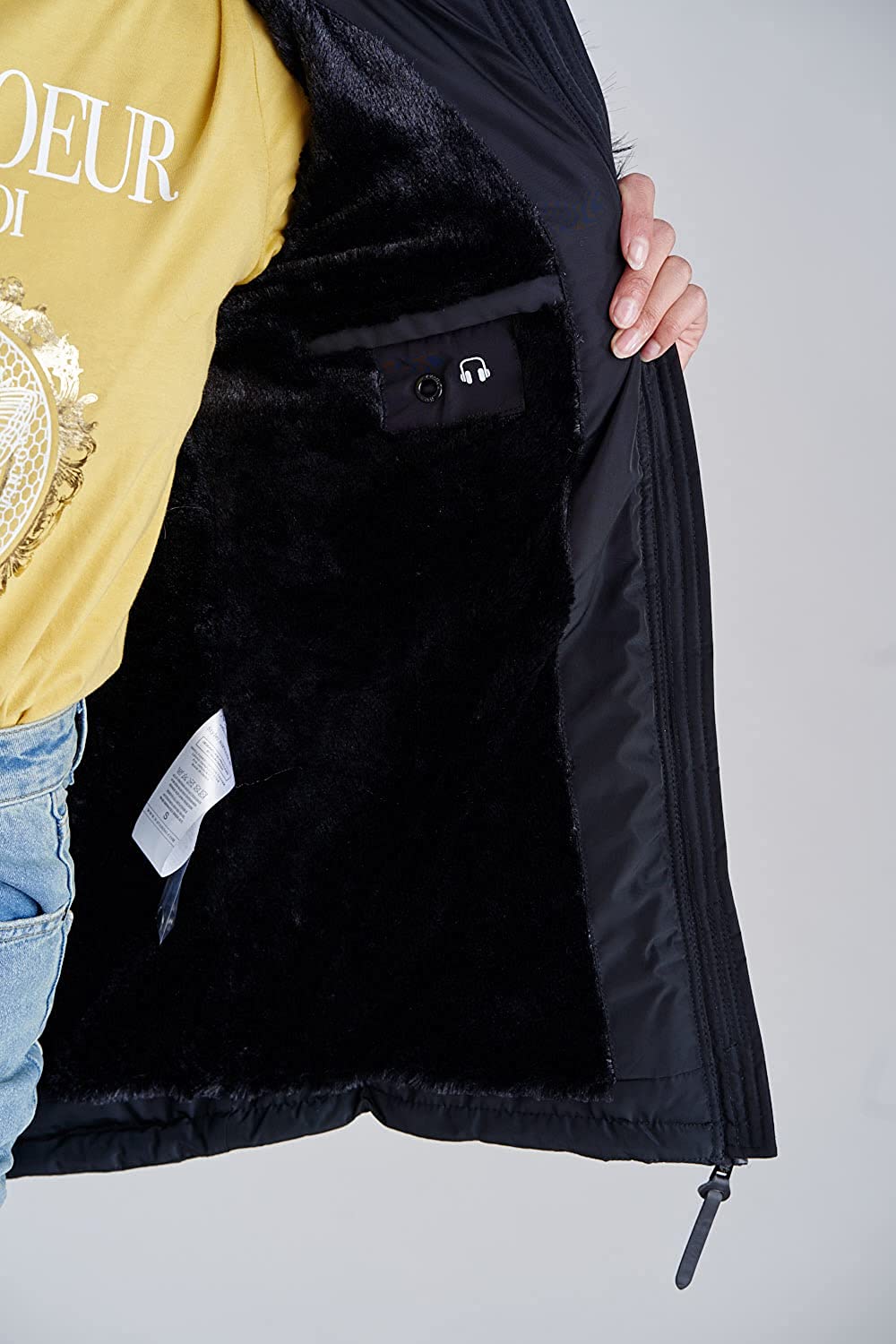 NAVAHOO Winter Padded Jacket With Faux Leather Application NIRVANA