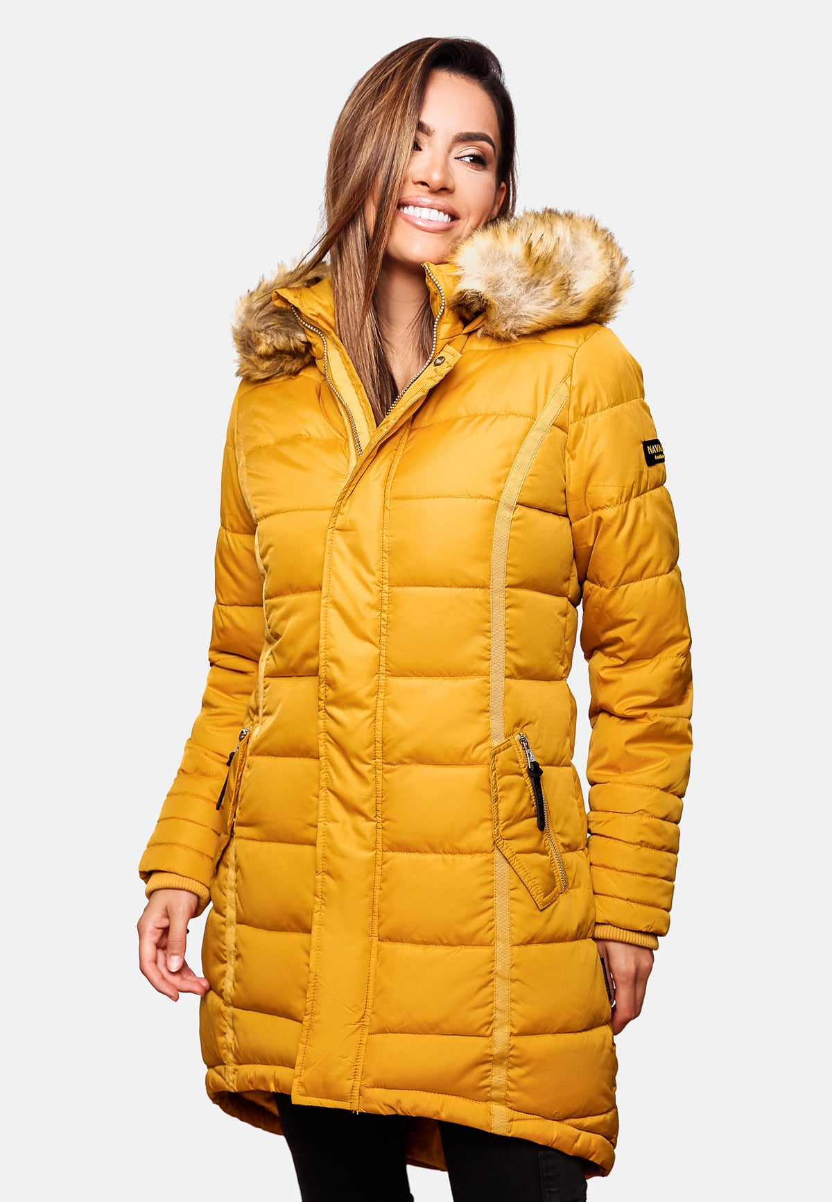 NAVAHOO Winter Quilted Coat Yellow PAPAYA