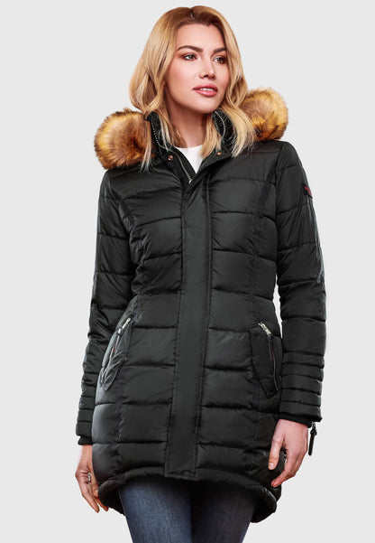 NAVAHOO Winter Quilted Coat Black PAPAYA