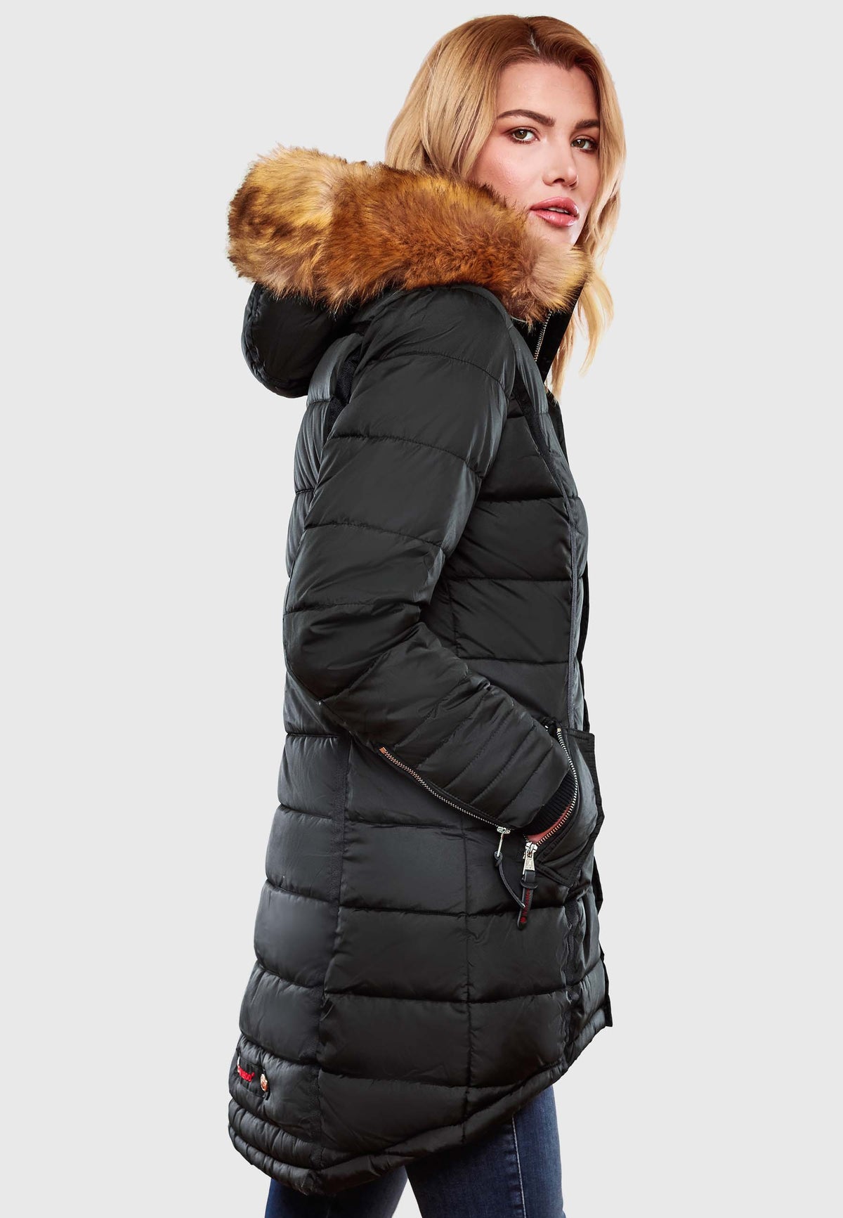 NAVAHOO Winter Quilted Coat Black PAPAYA