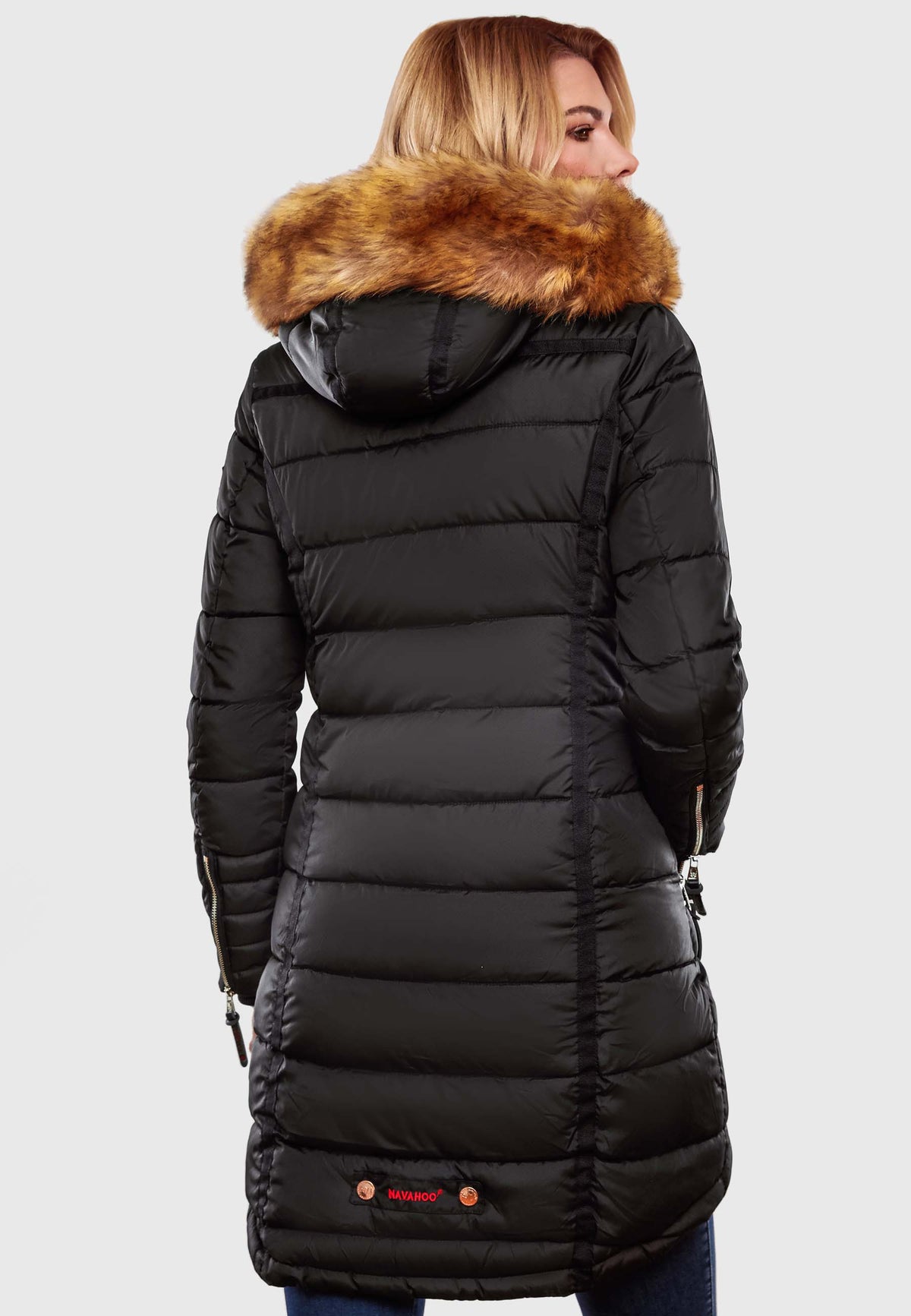 NAVAHOO Winter Quilted Coat Black PAPAYA