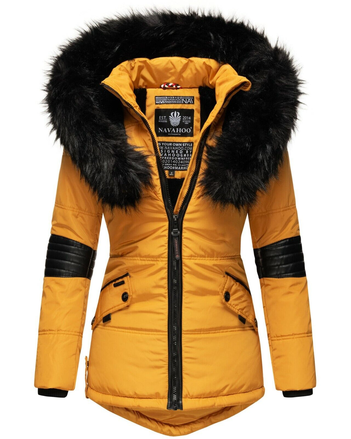 NAVAHOO Winter Padded Jacket With Faux Leather Application NIRVANA