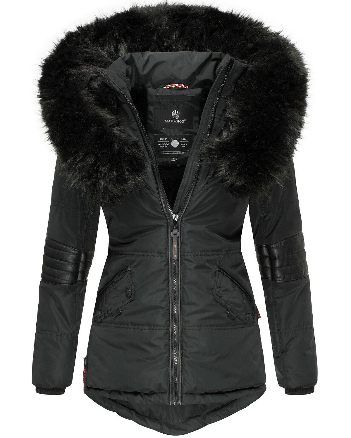 NAVAHOO Winter Padded Jacket With Faux Leather Application NIRVANA