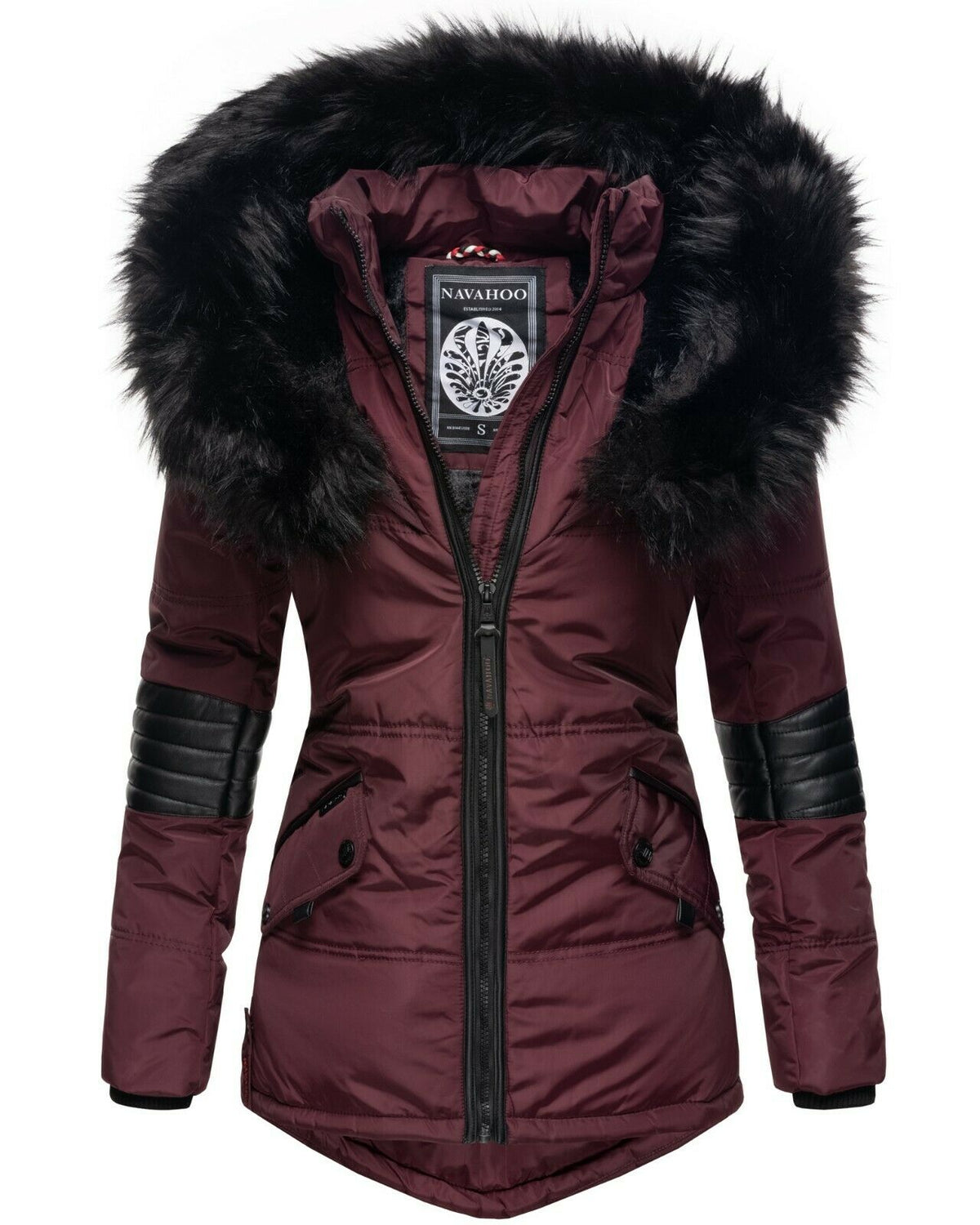 NAVAHOO Winter Padded Jacket With Faux Leather Application NIRVANA